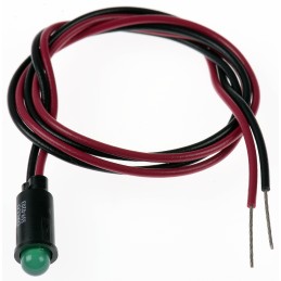 1 pcs - Dialight Green Panel Mount Indicator, 12V dc, 6.4mm Mounting Hole Size, Lead Wires Termination