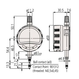 1 pcs - Mitutoyo 543-701BImperial, Metric Plunger Digital Indicator, 12.7 mm Measurement Range, ±0.003 mm Accuracy With UKAS