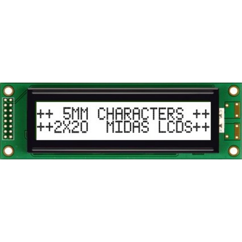 1 pcs - Midas MC22005A6WK-FPTLW-V2 Alphanumeric LCD Alphanumeric Display, 2 Rows by 20 Characters