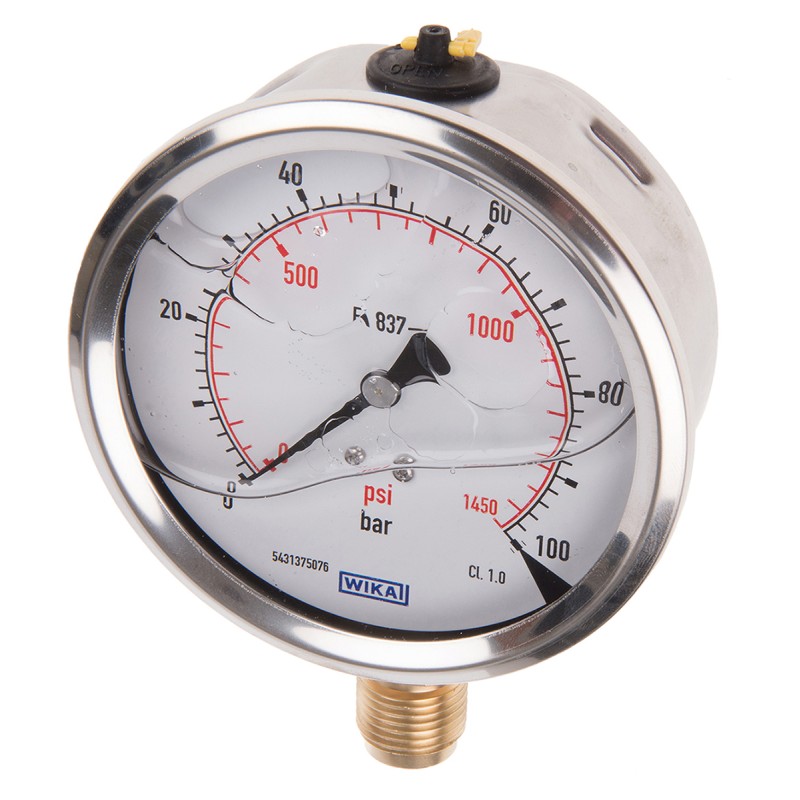 1 pcs - 8888 Analogue Pressure Gauge 100bar Bottom Entry, 7075619, 0bar min.