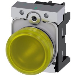 1 pcs - Siemens, SIRIUS ACT, Panel Mount Yellow LED Indicator, 22mm Cutout, Round, 24V ac/dc