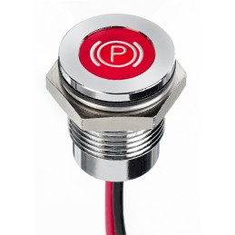 1 pcs - APEM Red Panel Mount Indicator, 12V dc, 14mm Mounting Hole Size, Lead Wires Termination, IP67
