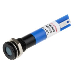 1 pcs - RS PRO Blue Panel Mount Indicator, 220V ac, 8mm Mounting Hole Size, Solder Tab Termination, IP67