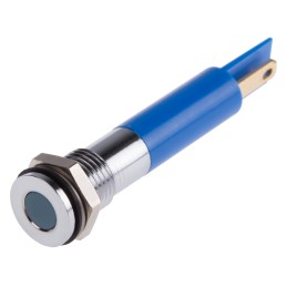 1 pcs - RS PRO Blue Panel Mount Indicator, 12V dc, 8mm Mounting Hole Size, Solder Tab Termination, IP67