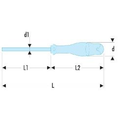 1 pcs - Facom Torx Screwdriver, T9 Tip, 75 mm Blade, 178 mm Overall