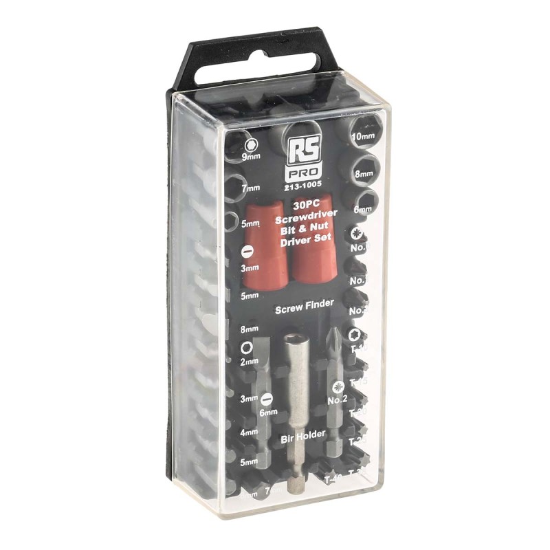 1 pcs - RS PRO 30-Piece Metric 1/4 in Standard Socket/Bit Set , 6 point, Hex Bit, Pozidriv Bit, Slotted Bit, Torx Bit