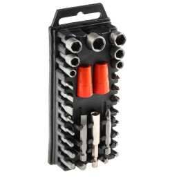 1 pcs - RS PRO 30-Piece Metric 1/4 in Standard Socket/Bit Set , 6 point, Hex Bit, Pozidriv Bit, Slotted Bit, Torx Bit