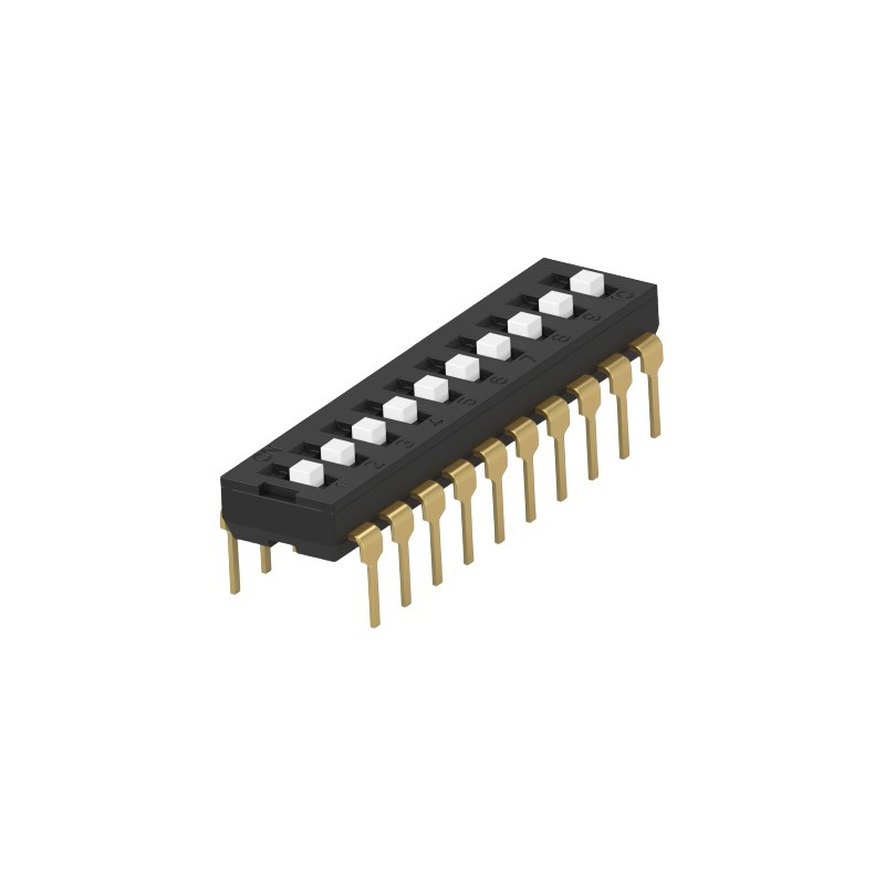 17 pcs - TE Connectivity 10 Way Through Hole DIP & SIP Switch SPST, Extended Actuator