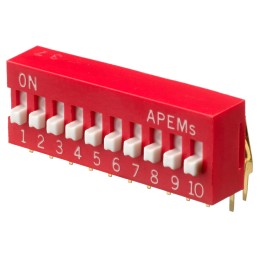 17 pcs - APEM 10 Way Through Hole DIP Switch SPST, Raised Actuator