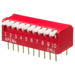 17 pcs - Apem 10 Way Through Hole Piano Dip Switch SPST, Piano Actuator