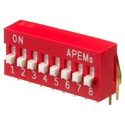 21 pcs - APEM 8 Way Through Hole DIP Switch SPST, Raised Actuator