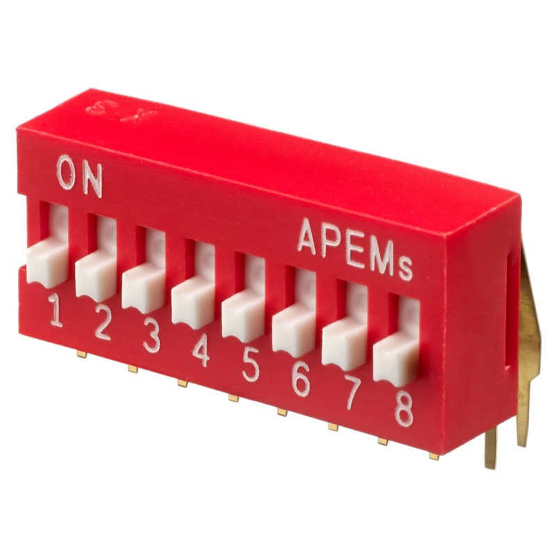 21 pcs - APEM 8 Way Through Hole DIP Switch SPST, Raised Actuator