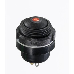 1 pcs - APEM IZ Series Illuminated Push Button Switch, Momentary, Panel Mount, 15mm Cutout, 1 NO, Red LED, 48V dc, IP67