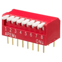 21 pcs - APEM 8 Way Through Hole Piano Dip Switch SPST, Piano Actuator