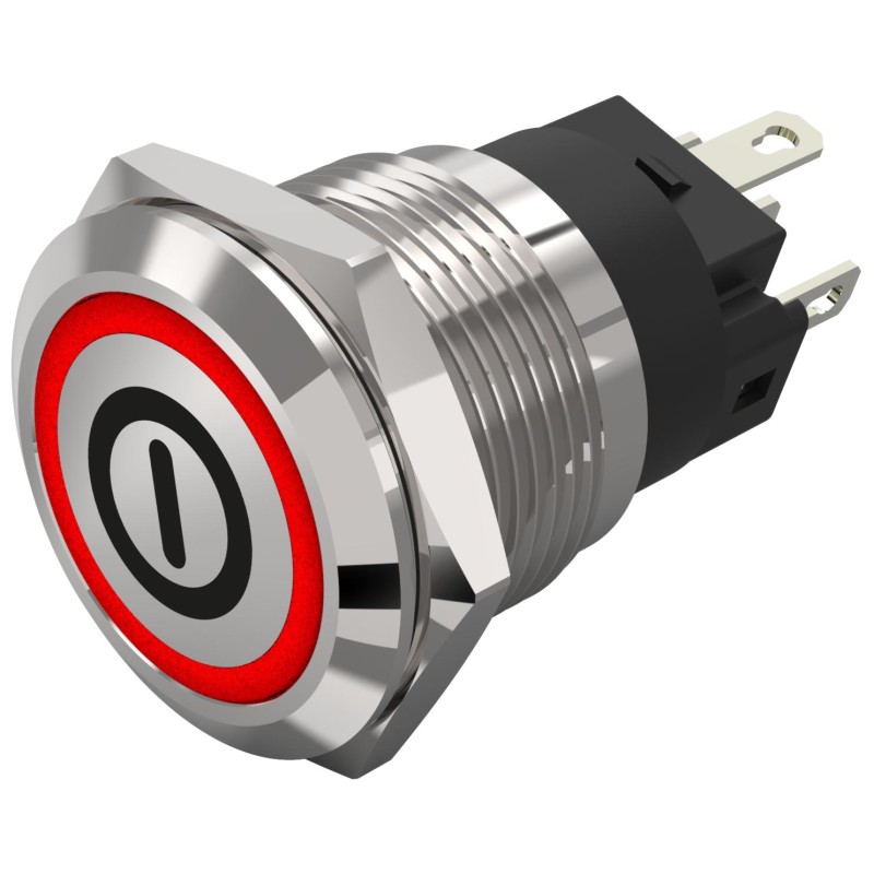 1 pcs - EAO 82 Series Illuminated Illuminated Push Button Switch, Momentary, Panel Mount, 19mm Cutout, SPDT, Red LED, 240V,