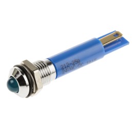 1 pcs - RS PRO Blue Panel Mount Indicator, 8mm Mounting Hole Size, Solder Tab Termination, IP67