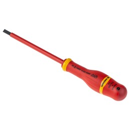 1 pcs - Facom Slotted Insulated Screwdriver, 5.5 x 1 mm Tip, 125 mm Blade, VDE/1000V, 235 mm Overall