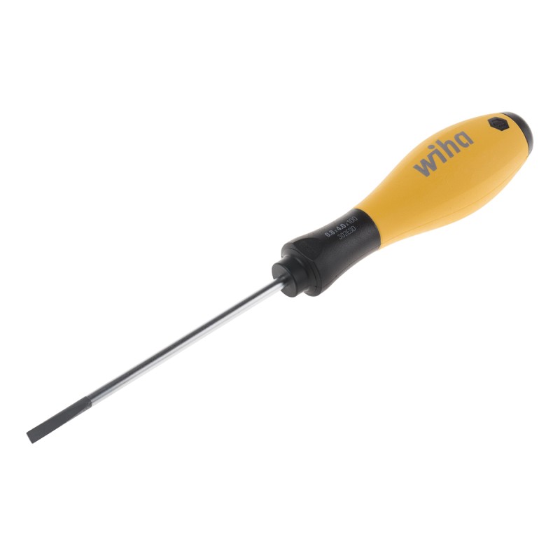 1 pcs - Wiha Slotted Screwdriver, 4 mm Tip, 100 mm Blade, 211 mm Overall
