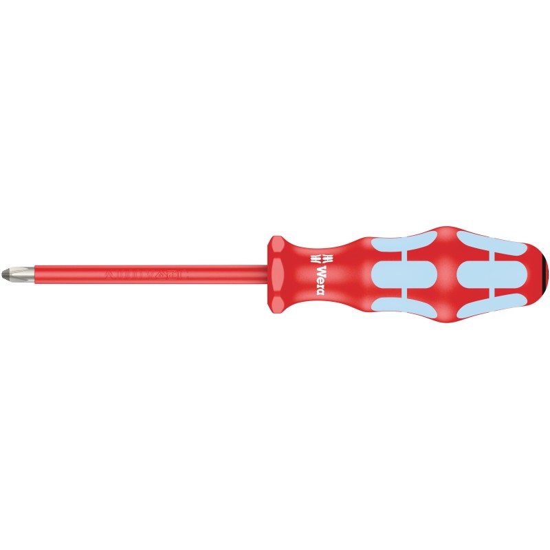 1 pcs - Wera Pozidriv Insulated Screwdriver, PZ1 Tip, 80 mm Blade, VDE/1000V, 178 mm Overall