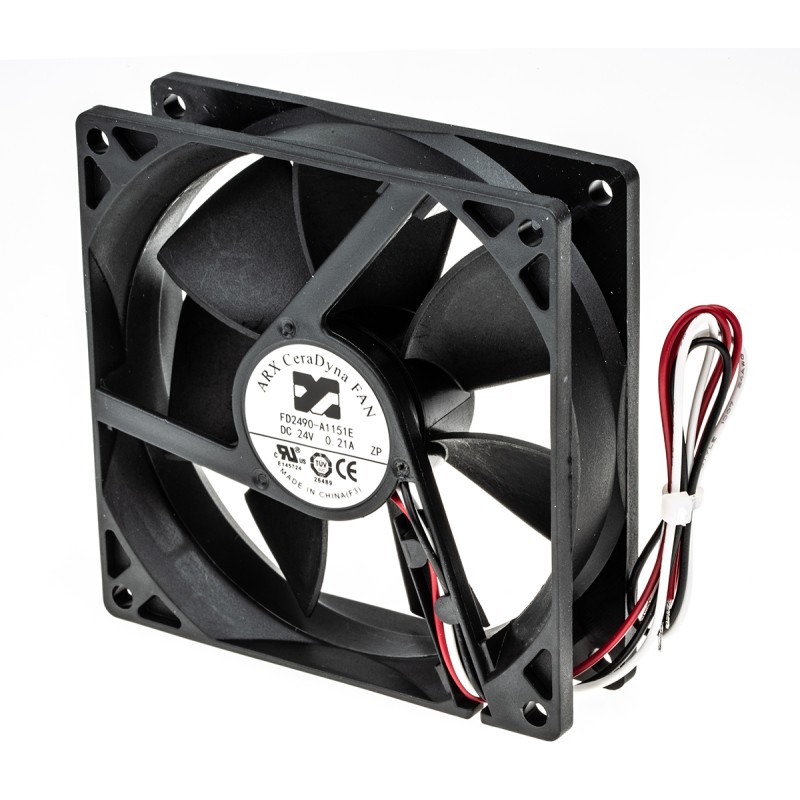 1 pcs - ARX CeraDyna Series Axial Fan, 24 V dc, DC Operation, 108.2m³/h, 4.32W, 180mA Max, 92 x 92 x 25mm