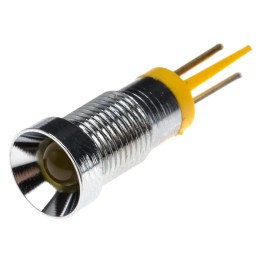1 pcs - RS PRO Yellow Panel Mount Indicator, 2V dc, 8mm Mounting Hole Size, Solder Tab Termination