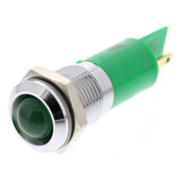 1 pcs - RS PRO Green Panel Mount Indicator, 14mm Mounting Hole Size, Solder Tab Termination
