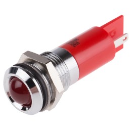 1 pcs - RS PRO Red Panel Mount Indicator, 110V ac, 14.5mm Mounting Hole Size, Solder Tab Termination, IP40