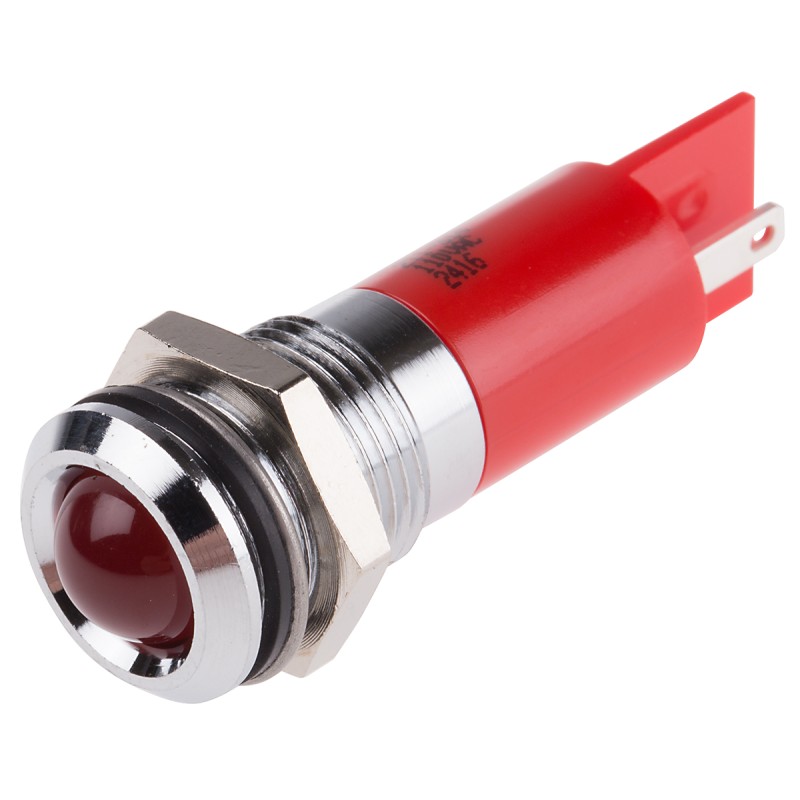 1 pcs - RS PRO Red Panel Mount Indicator, 110V ac, 14.5mm Mounting Hole Size, Solder Tab Termination, IP40