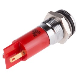 1 pcs - RS PRO Red Panel Mount Indicator, 110V ac, 14.5mm Mounting Hole Size, Solder Tab Termination, IP40