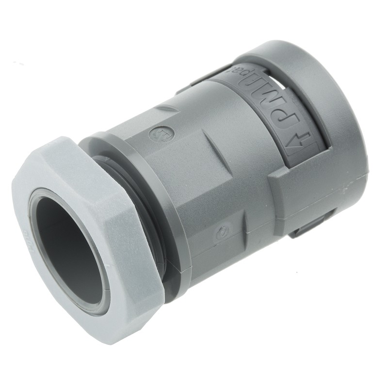 5 pcs - PMA Straight, Cable Conduit Fitting, 17mm Nominal Size, PG16, PA 6, Grey