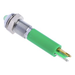 1 pcs - RS PRO Green Panel Mount Indicator, 12V dc, 6mm Mounting Hole Size, Solder Tab Termination