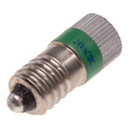 1 pcs - RS PRO Green LED Indicator Lamp, 24V ac/dc, E10 Base, 10mm Diameter, 170/160mcd