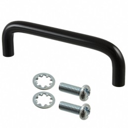 1 pcs : 1427C1BK - Instrumentation Handle Steel, Black Coating Screw Holes, Back