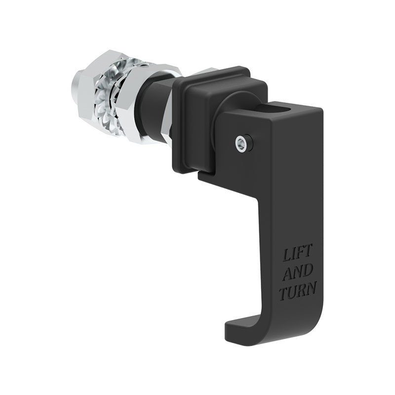 1 pcs : 17011200 - Lift and Turn Latch Circular (Flatted) - 16.50mm Dia Cutout Panel Mount Zamak, Black Coating