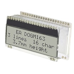1 pcs - Display Visions EA DOGM163W-A Alphanumeric LCD Display, White on Black, 3 Rows by 16 Characters, Transflective