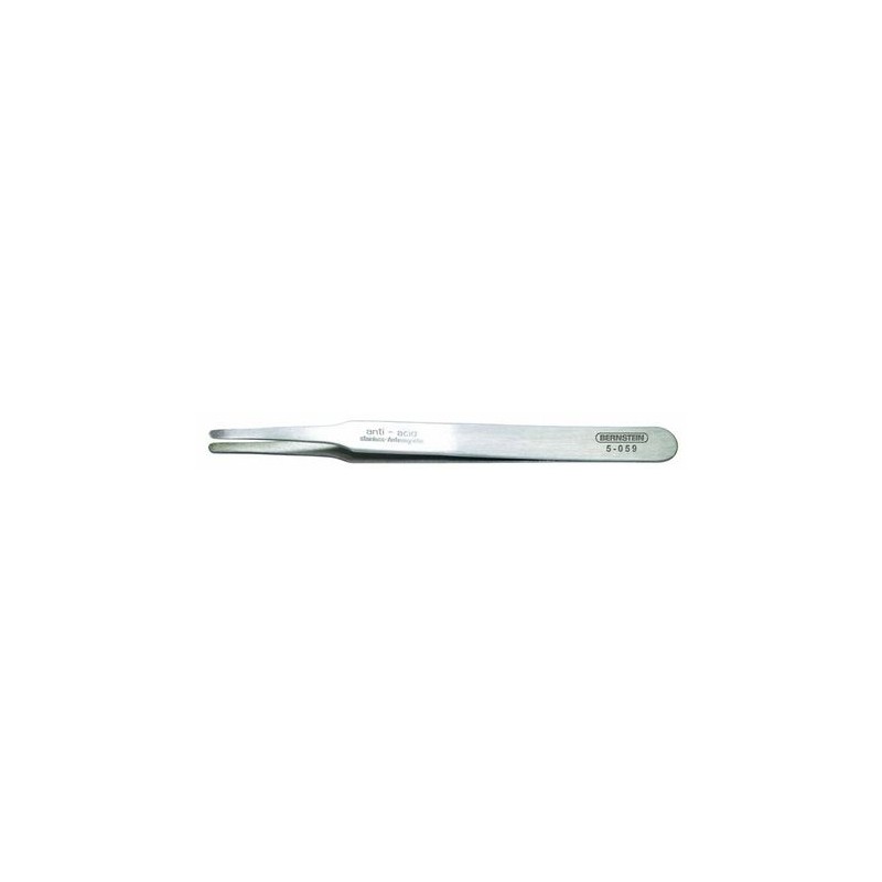 1 pcs - Bernstein 120 mm, Stainless Steel, Flat, Rounded, ESD Tweezers