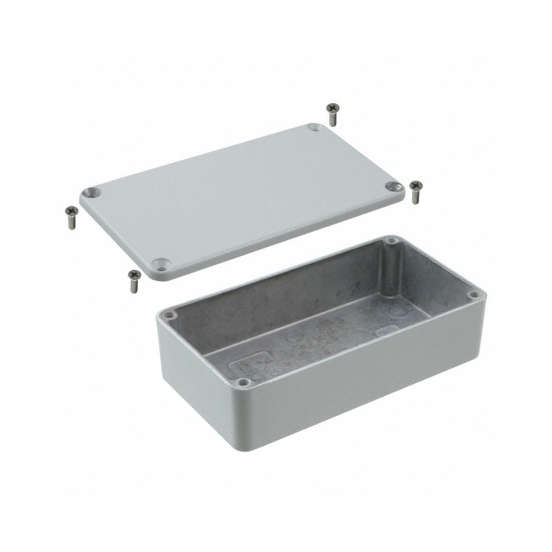 1 pcs : 1590BLG - Stomp Box Aluminum Gray Cover Included 4.409' L x 2.382' W (111.99mm x 60.50mm) X 1.220' (30.99mm)