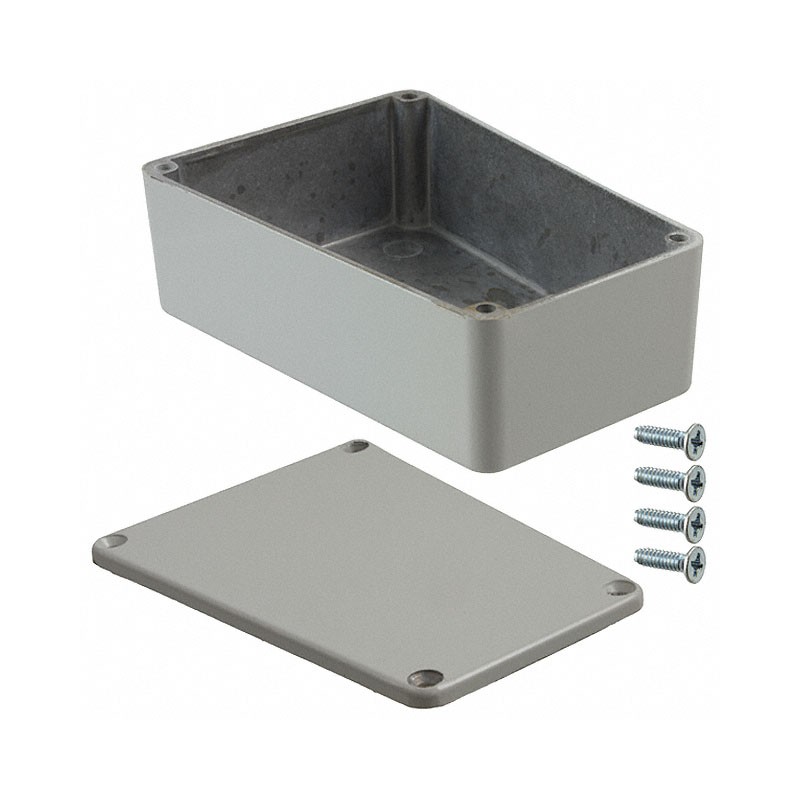 1 pcs : 1590TRPBLG - Stomp Box Aluminum Gray Cover Included 4.409' L x 3.109' W (111.99mm x 78.97mm) X 1.543' (39.19mm)
