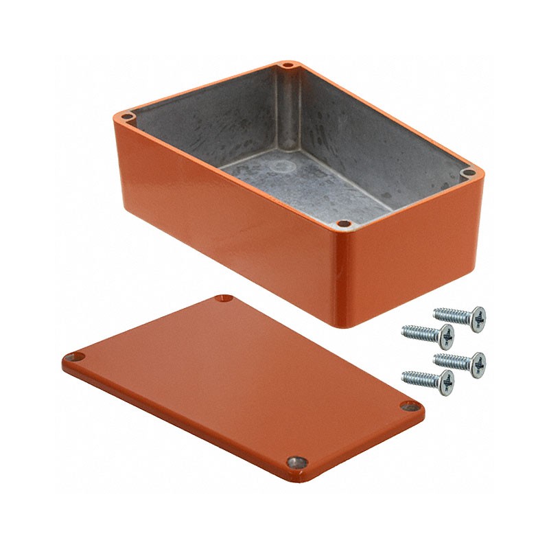 1 pcs : 1590TRPBOR - Stomp Box Aluminum Orange Cover Included 4.409' L x 3.109' W (111.99mm x 78.97mm) X 1.543' (39.19mm)