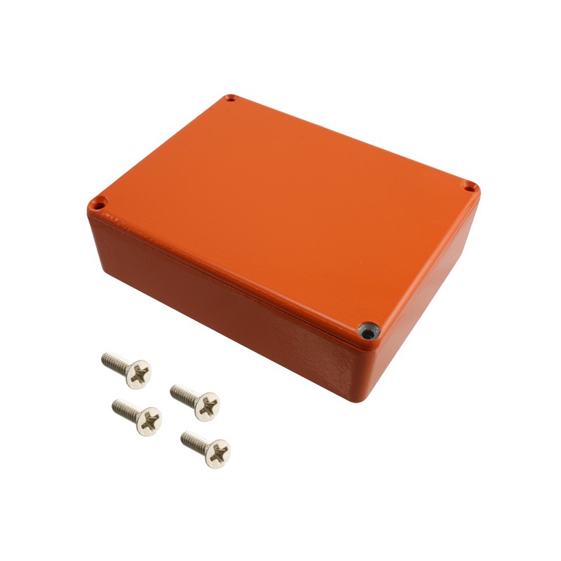 1 pcs : 1590BBOR - Stomp Box Aluminum Orange Cover Included 4.705' L x 3.701' W (119.50mm x 94.00mm) X 1.339' (34.00mm)