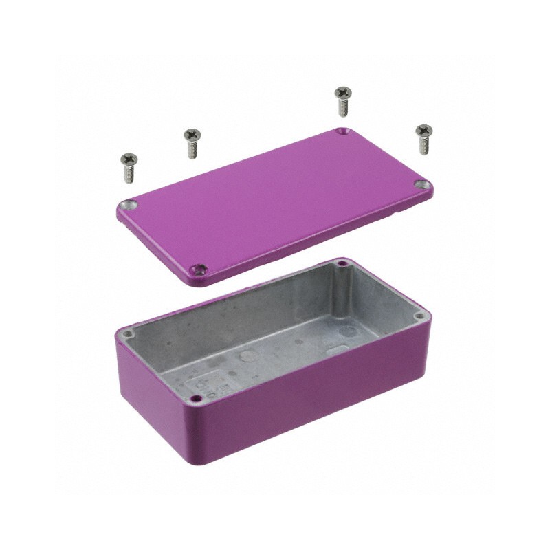 1 pcs : 1590BPR - Stomp Box Aluminum Purple Cover Included 4.409' L x 2.382' W (111.99mm x 60.50mm) X 1.220' (30.99mm)