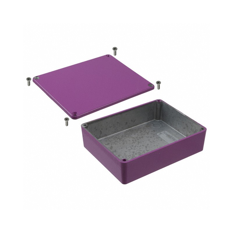 1 pcs : 1590BBPR - Stomp Box Aluminum Purple Cover Included 4.705' L x 3.701' W (119.50mm x 94.00mm) X 1.339' (34.00mm)