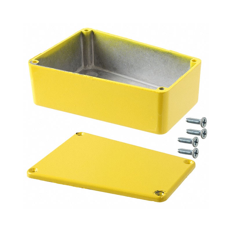 1 pcs : 1590TRPBYL - Stomp Box Aluminum Yellow Cover Included 4.409' L x 3.109' W (111.99mm x 78.97mm) X 1.543' (39.19mm)