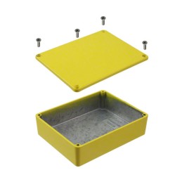 1 pcs : 1590BBYL - Stomp Box Aluminum Yellow Cover Included 4.705' L x 3.701' W (119.50mm x 94.00mm) X 1.339' (34.00mm)