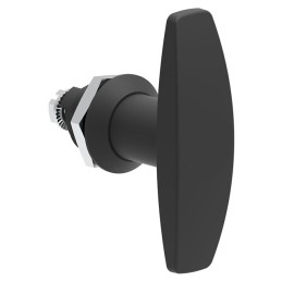 1 pcs : 110120000 - T-Handle Cam Latch Square (Rounded Corners) - 20.20mm Cutout Panel Mount Zamak, Black Coating