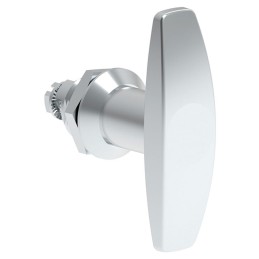 1 pcs : 110110000 - T-Handle Cam Latch Square (Rounded Corners) - 20.20mm Cutout Panel Mount Zamak, Chrome Plated