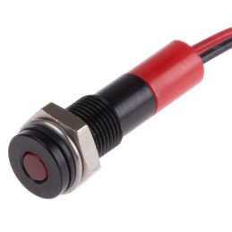 1 pcs - RS PRO Red Panel Mount Indicator, 12V dc, 6mm Mounting Hole Size, Lead Wires Termination, IP67