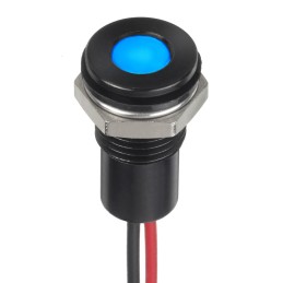 1 pcs - RS PRO Blue Panel Mount Indicator, 12V dc, 8mm Mounting Hole Size, Lead Wires Termination, IP67