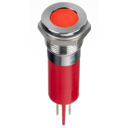 1 pcs - RS PRO Red Panel Mount Indicator, 12V dc, 14mm Mounting Hole Size, Faston, Solder Lug Termination, IP67