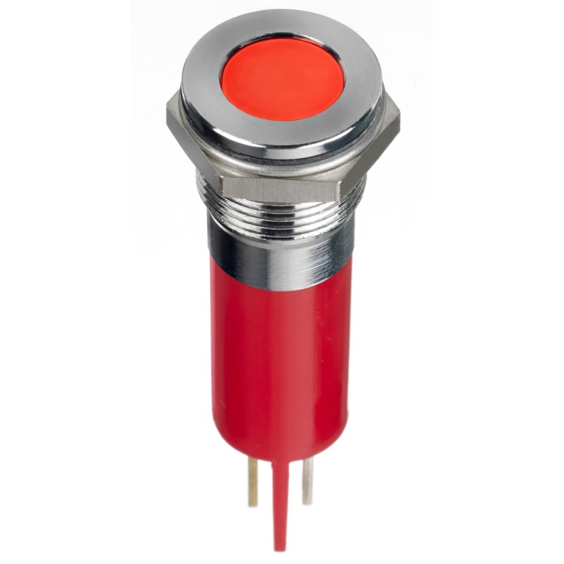 1 pcs - RS PRO Red Panel Mount Indicator, 12V dc, 14mm Mounting Hole Size, Faston, Solder Lug Termination, IP67